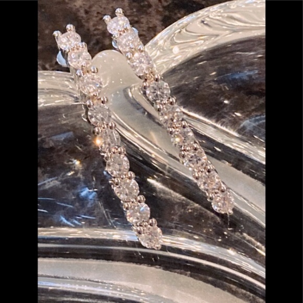 Adornia Rhinestones Drop Earrings Rhodium Plated